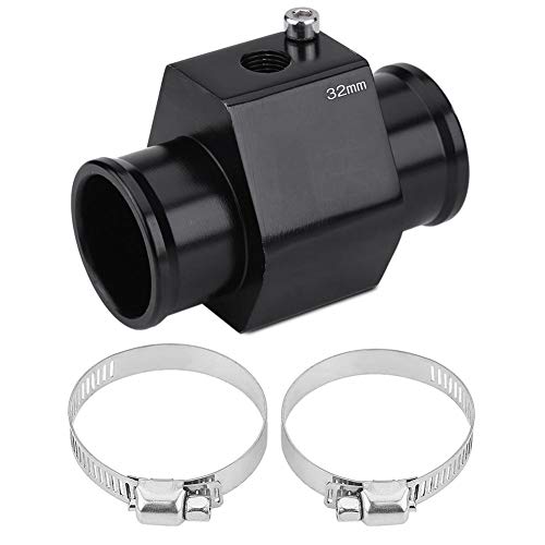 Watertemperatuur verbindingsleiding, aluminium, auto, slang, sensor, meter, adapter, zwart (32mm)