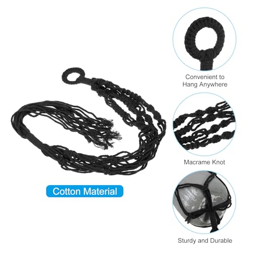 Macrame Hangende Planter, 2 stuks 70cm Handgemaakte Hangende Plantenhouders Bloem Pot Hanger Bloem Pot Hanger voor Binnen Outdoor Decor, Zwart 4