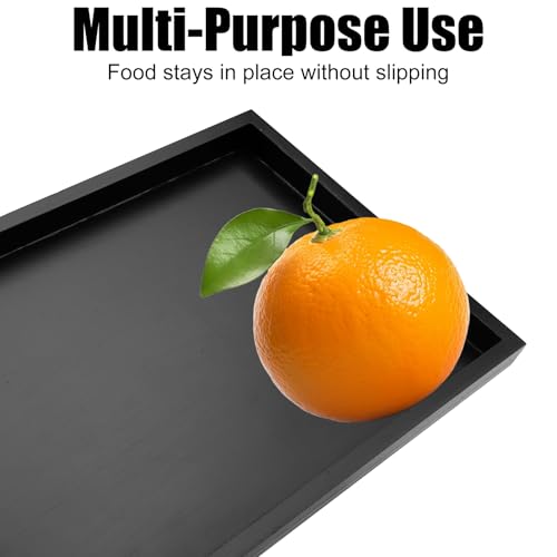 Houten Tray, Rechthoekig, 32 x 20 x 2 cm, Antibacterieel, Anti-Mould Keuken Tray voor Thee, Dranken, Koffie, Snacks, Fruit, Huis, Keuken, Badkamer, Restaurant en Bar (Zwart) 5