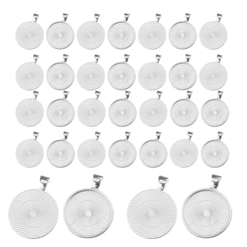 40 st Ronde hangers, Tray, 25mm, Zink Legering, Raw Cabochon, Zilver, Flat Ronde Bezel Hanger, Hanger, Basis, voor DIY ambachten, Foto's, Juwelen, Sleutelhangers