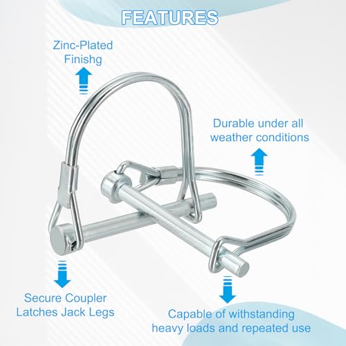 Aanhangwagen Clutch Pin, 1/4 x 1 - 3/4 inch, 4 st Wire Lock Tree veiligheidsronde spelden voor landbouwaanhanger gazon bevestigingen (6 x 45mm) 3