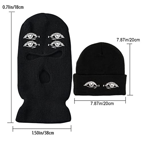 3 Hole gebreid Balaclava Full Face Cover Winter Storm Masker Hat Windproof 3 Hole Beanie Gezichtsmasker voor mannen Vrouwen Fietsen Skipakket van 2