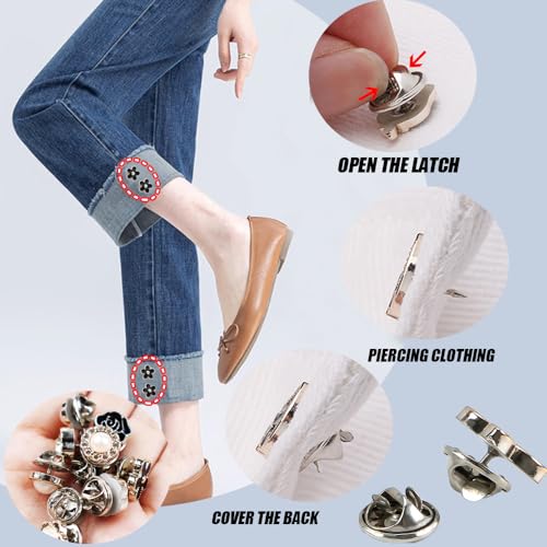 40 stuks dames shirt knoppen, cover-up veiligheid onzichtbare knoppen kleine bloem gevormd anti-exposure vaste broches decoratieve cover knop set voor tassen, T-shirts, alle kleding 4