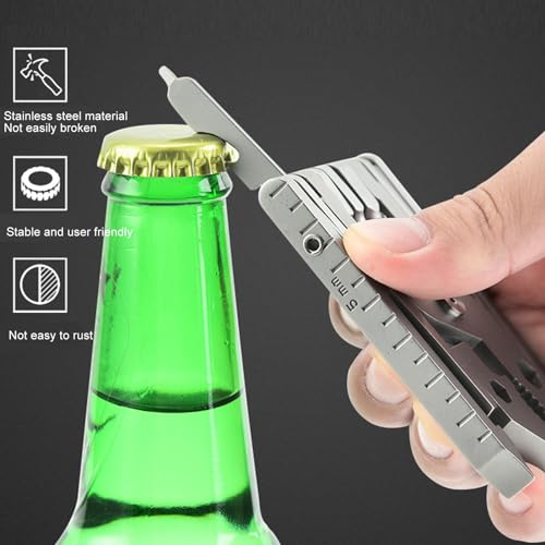 Compacte tang Multitool Keychain Tool Roestvrij staal Opvouwbare zak gereedschap met schroevendraaiers Flesopener voor buiten Camping 3