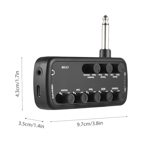 Hoofdtelefoon Basversterker met 3 Speaker Simulaties Plug en Play voor elektrische Bas Muziekinstrument Gitaar Amp Mini Amp Portable 3 Ingebouwde Modulatie Tones en Vertragingen Type C 3