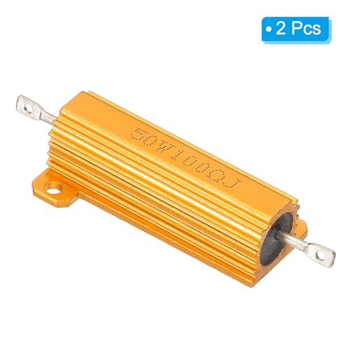 50W 100 Ohm aluminium Shell Resistor, 2 stuks, aluminium behuizing Resistors met behuizing, schroef wondresistors, 5% prestatietolerantie, goud plated 3