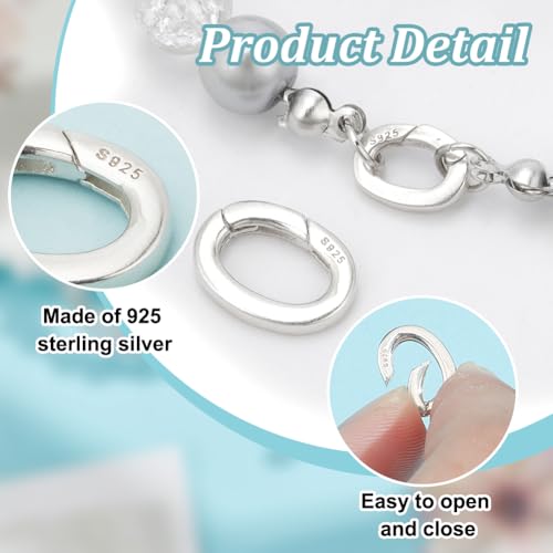 2 stuks 925 Sterling Zilveren ketting Ring Clip, 2 maten Lobster Ring Connector Buckle Pearl ketting versterker Kortere Clasps Spring Clasps voor armband Keychain sieraden maken 4