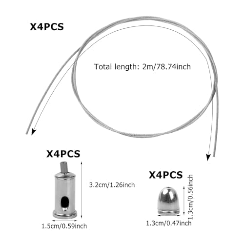 4 st LED Ophangen Kit, 1,5 mm x 2 m, staaldraad Guy Touw, Roestvrij stalen kabel, LED Paneelmontage Kit, Panel Hangende Kabel, Lichte Foto's, Lampen (2 meter)