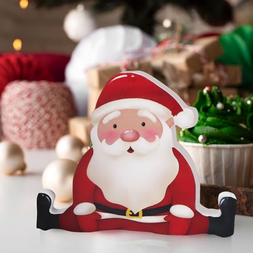 3 stuks Kerstman kerstmis decoratie indoor leuke kerstman houten blokken winterlaag lade decor Set Kerstmis tafel decoratie voor Party Home Office Plank 5