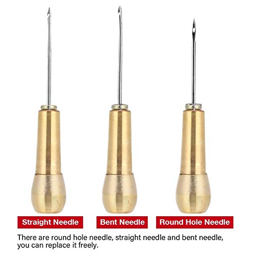 Naald voor het naaien van schoenen Naalden Piercing borduren lederen schoen maker met handdoek 2 Set koperen handvat Naaien uit de uil Taper lederen naaischoenen Reparatie Gereedschappen 4