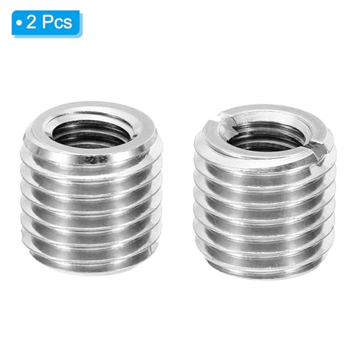 Reducer Nut Adapter met Mouw, 2 stuks M16 x M10 x 15mm man tot vrouw Nut Reparatie, Schroef invoegen, Reducer, Roestvrij staal conversie zilver 3