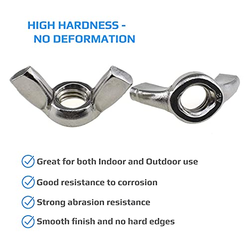 M6 Wing Butterfly Nut (Set van 5) Zink Plated Hand Twist for Threaded Bolts - Fasteners Heavy Duty Certified Standard ISO965 DIN315 M6 Wingnuts (16mm x 32mm) 3