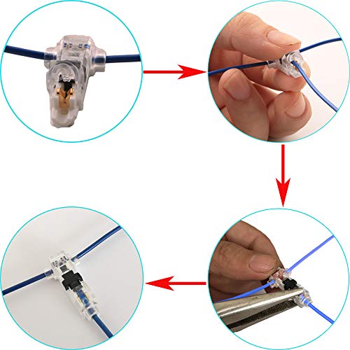 T Connector, 10 st Low Spanning, T Tap Kabel Connector, T Geef 1 Pin Solder gratis zonder draadstrippen voor Draad 20/22 AWG 0,2-0.5mm2 Aansluiting Kabel vereist 5