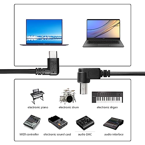 2st USB B naar type C Rechterhoek USB B naar type C 30cm USB B Plug naar USB C Plug voor Printer, MIDI Controller, Scanner, Digitale Piano MIDI Controller, DJ Controller (R+R) 4