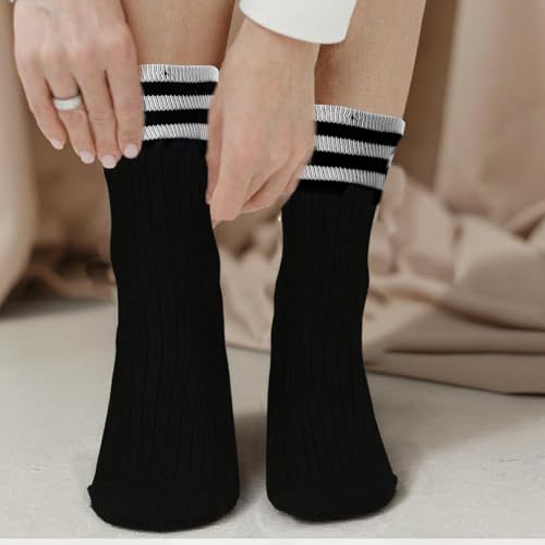 1 paar zwarte sokken voor vrouwen, maat 36-43, Cotton White Retro Tennis Tennis Sokken met hart, ademend, katoen voor meisjes, tieners (zwart) 5