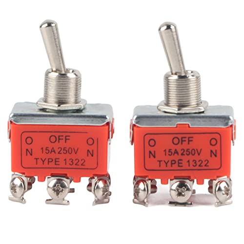 2Pcs DC Motor Switch CW Vooruit achteruit achteruit Switch 24v, Voorwaarts omgekeerde elektrische Switch CCW Motor 6 Pin Rocker Switch 250V 15A, Schakelschakelaar voor hoge