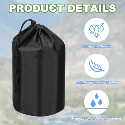Stuff Sack, 2 stuks 5 x 10 Inch Waterdichte Outdoor Opbergzak Draagbaar Koordstof Valve Bag Lichtgewicht slaapzak voor Camping Wandelen Reizen, Zwart 3