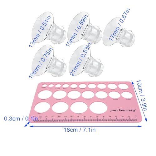 Tepellijn Flange insert Kit, zacht silicone Flange Maatmeting Tool, tepellijn Kit Set 13 15 17 19 21mm, voor moeders, Inclusief 1,5M Tape 5