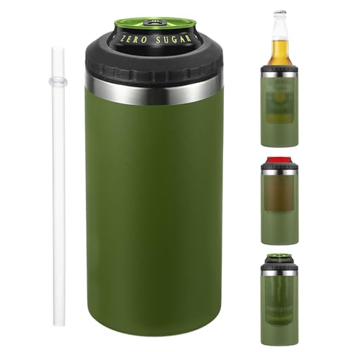 Slim Can Cooler, 16oz Skinny kan geïsoleerd bier sleeve Drinkhouder voor bier soda koffie gewone blikken en flessen, Groen