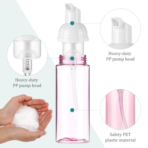 60ml/2oz Schuimpompflessen, 3PCS Lege reis Foaming Dispenser Navulbare Mousse fles reisgrootte Foam pomp fles voor de hand Zeep Lash Cleanser Shampoo gezicht wassen 5