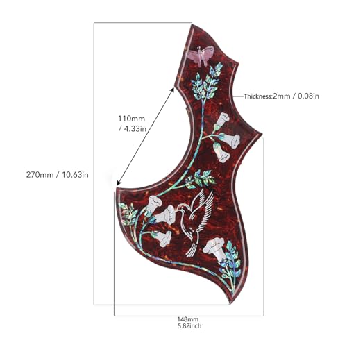 Guitar Pickguard Hummingbird Pickguard Akoestische Gitaar Vervanging Zelfklevend Terug Krasbestendig 2mm Dik