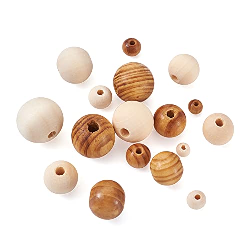 1010st Natuurlijke houten ronde kralen 2 stijlen 7 maten houten bal Spacer Losse kralen voor ambachten DIY sieraden armband ketting maken handgemaakte decoraties 3