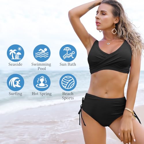 Vrouwen Bikinibroeken, High Waist, Zwembroeken, Bikinibroeken, Tummy Control, Ruffles, Zomer 4