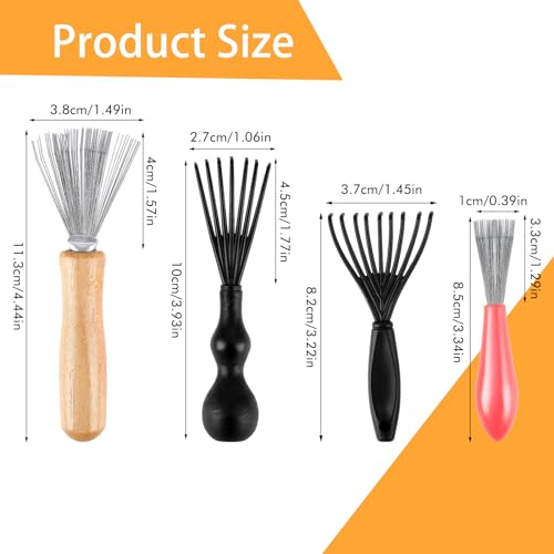 4Pcs Haarborstel Cleaner Tool Set, Haarborstel Reiniging Klauwen Rake Design borstel Cleaner Comb Reiniging borstel Verwijderaar Mini Haarinstrument voor het verwijderen van haar stof vuil 5