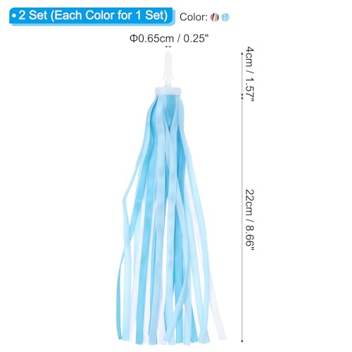 Bike Streamers, 2 Set Kleurrijke Scooter Handlebar Tassels Handgrepen Libbon Accessoires Decoraties voor meisjes fiets driewielers, blauw wit / kleurrijk