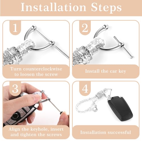 Crystal Keychain Set, Bling Keychains Vrouwen voor Autosleutels, Rhinestone Sparkling Keychain met Tassel, Autosleutel Decoraties Accessoires, Wit, One Size, Wit, Eén maat 4