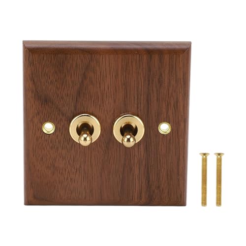 Dubbele Schakelschakelaar Rocker Switch Switch Wandplaat Retro Walnut Houten Wandmontage Panel met messing schroef 50Hz 250V voor binnen elektrische Socket decoratie