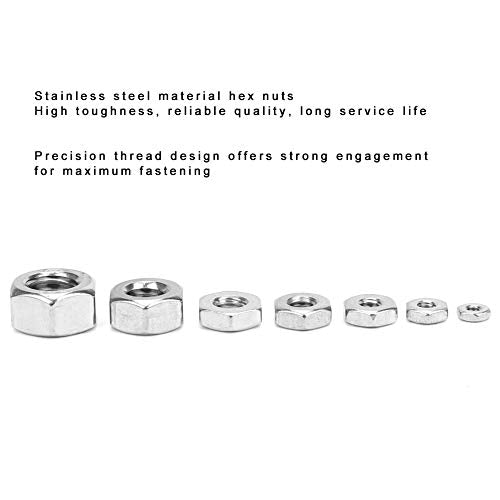 Hex Noten, Hardware Noten Grof draad Amerikaans systeem 360 stuks Roestvrij staal Hex Noten UNC Noten bevestigingsmiddelen 5