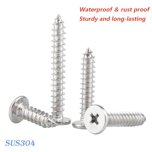 20 st. Dun zelftappende schroeven, kruiskop plat hoofd, 304 roestvrij staal, M6 x 20mm, houtschroeven voor reparaties 4