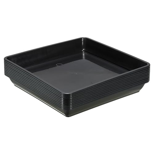 Plant Saucers 17.5cm, 10st Vierkante Plastic Bloem Pot, Dikkere Planten, Drip Trays voor Binnen, Buiten, Tuin, Potted Zwart