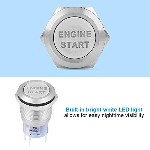 Motorstartschakelaar 12 V voor 19 mm montagegat (roestvrij staal) Startknop Industriële Diesel Motor 4