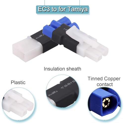 2 paar EC3 adapters vrouwelijke stekker voor Tamiya, vrouwelijke adapter EC3 stekker draad voor Tamiya kaliber 14.5cm voor Lipo lader RC ESC RC auto drones 4