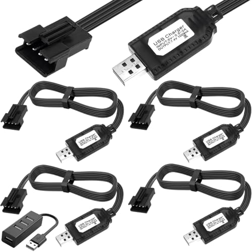 4st SM-4P 7.4V naar USB-oplaadkabel, 2S 7.4V USB-oplaadkabel met SM-4P-plugplug voor LiPo-oplader, RC-auto, boot, drone, speelgoed