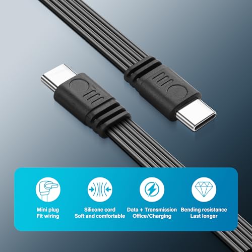 USB-C Plug naar mannelijke datakabel, type C, platte siliconekabel, efficiënte opladen en gegevensoverdracht, speciaal voor externe SSD, mobiele telefoons en laptops - 0,5m 3