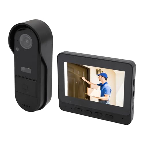 Yctze Draadloze nachtvideo-deurbel, 1080P 8MP 170° groothoek, tweerichtingsgesprek IP66 waterzicht met 4,3 inch scherm video deurbel intercomsysteem 5
