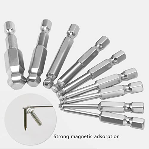 Ball Head Hex Schroevendraaier Bit, 9Pcs Hex Schroevendraaier Bit Set roestvrij staal magnetische kogelkop Hex Bits 1/4 Inch Hex Shank(50mm/1.97in) 4