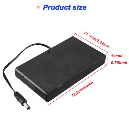8 x AA Batterijhouders met DC Switch, 8 x Zwarte AA Batterij Slots met Aan/Uit Schakelhoes en 2.1mm x 5.5mm DC Plug met Schroef, Schroevendraaier (4 Pack)