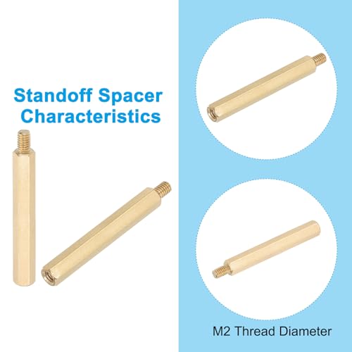 M4*40mm+6mm Spacer Schroeven, 40st Man tot vrouw, Hex Brass Standoff Spacer Schroefmoer Assortiment Kit voor Circuit Board, Circuit Board, Gold Tone 3
