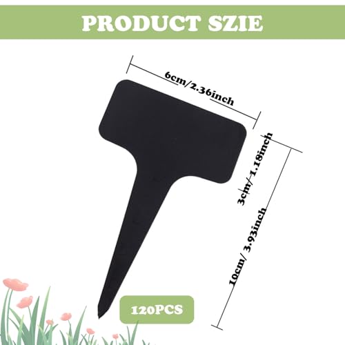 Verpakking van 120 plantenborden voor het schrijven, outdoor plantenborden, weerbestendig, 6 x 10 cm, T-type, weerbestendig, plastic, geschikt voor tuin, fruittuin, groenten, fruit en naametiketten met