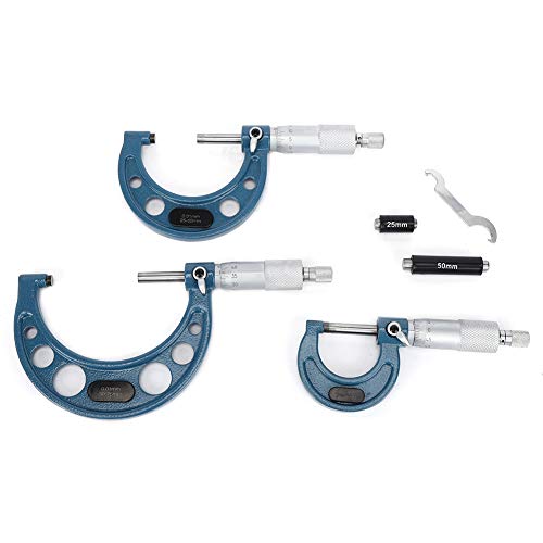 Standaard Buiten MT Micrometer Set Gereedschap 3 stuks Micrometers Past met lagerstaal Materiaal voor Mechanist 0-25mm 25-50mm 50-75mm Blauw zilver 5