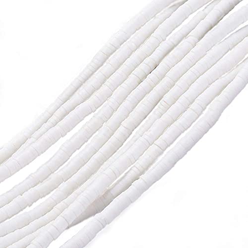 10 stuks Ronde Platte Polymer Clay Spacers voor Boheemse surfer armband 4 mm wit 4