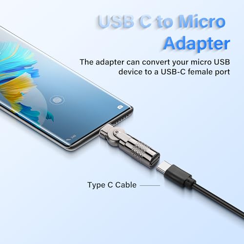 2 Pack USB C naar Micro USB Adapter USB Type C Vrouw naar Micro 5Pin Male Connector 180 graden Rotatie Converter Connector Ondersteuning Laadgegevens voor telefoon 3