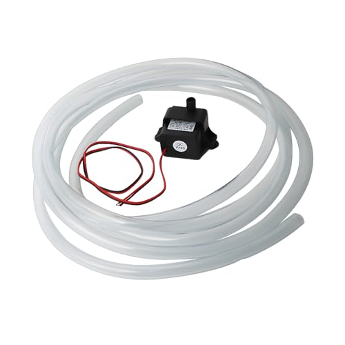 Kleine waterpomp, Mini DC Brushless Waterpomp met 18 Inch Kabel voor de Pet Fountains, Aquarium, Vijver, Visschaal (+ 8mm Binnendiameter 3m Lange PVC Zachtwaterpijp)