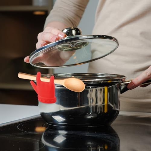Koken Lepelhouder Siliconen, Koken Lepelhouder, Pan Lid houder Keuken, Rode Lepel houder koken deksel houder, Creativiteit Keuken Gadget voor de Fornuis 5