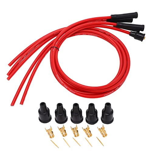 Vonkplug Kabelset, rode auto Spark Plug Cable 1m Silicone Spark Plug Cable ontstekingscomponenten voor 4 Cilinder Car 8mm