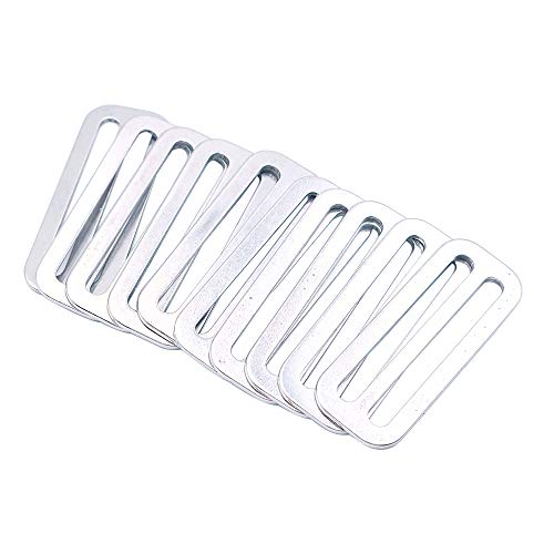 10Stuks Metalen Tri-Glide Slides Buckles Kit 50mm, Tri-Glide Slides Vierkante Ring Schuifrichters Buckles Webbing Belts Gesp voor riemtassen DIY Accessoires wit